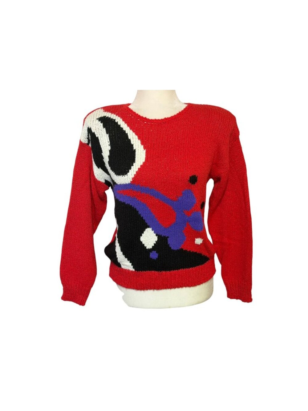 Vintage 80s Worthington Bold Abstract Red Sweater - Size Petite Medium
